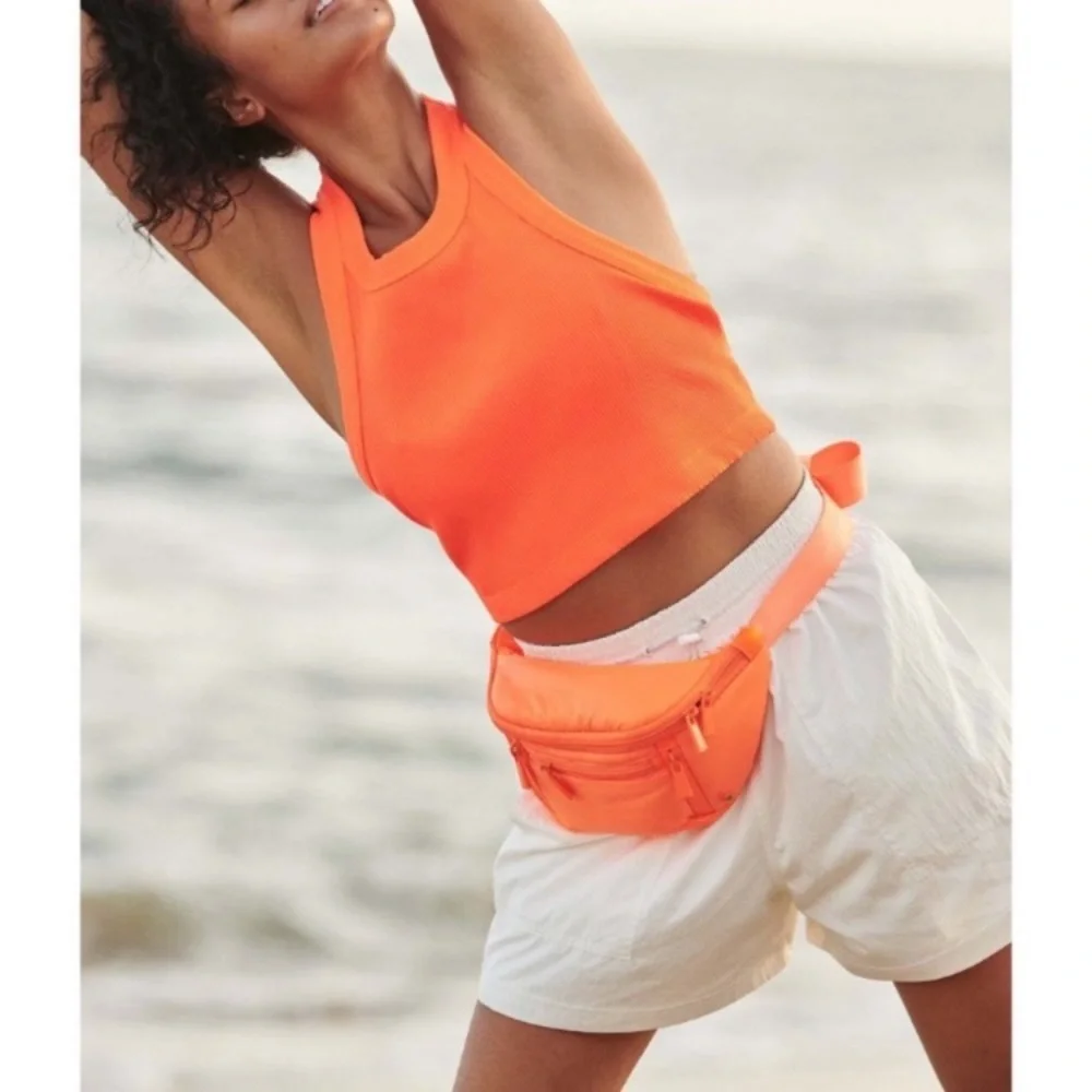 NWT Free People Movement Game Time Cami Racerback Tank Top in Neon Coral